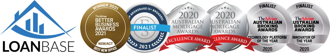 Loan Base industry award badges from 2020 and 2021