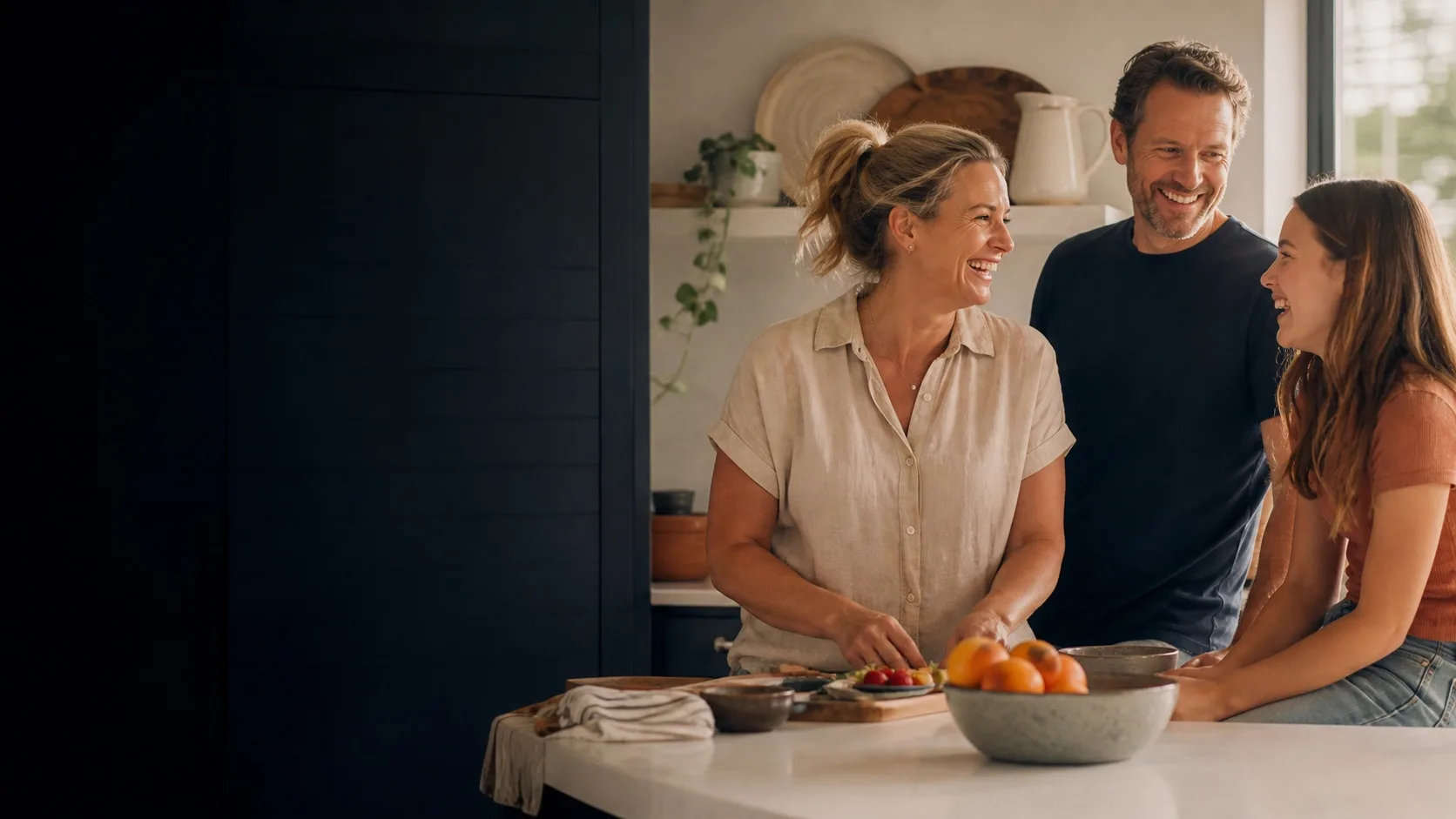 An Australian family enjoying a relaxed moment together at home